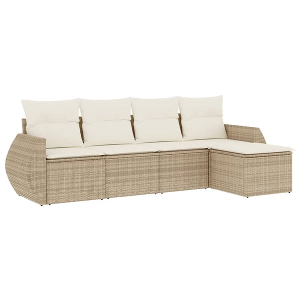 vidaXL sofasæt til haven 5 dele med hynder polyrattan beige