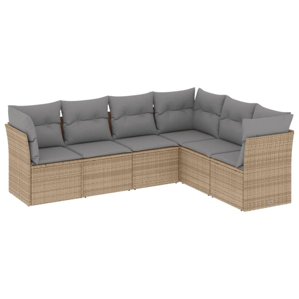 vidaXL sofasæt til haven 6 dele med hynder polyrattan beige