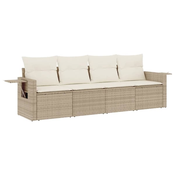vidaXL sofasæt til haven 4 dele med hynder polyrattan beige