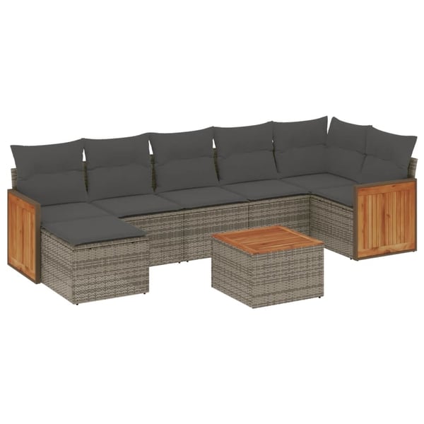 vidaXL sofasæt til haven 8 dele med hynder polyrattan grå
