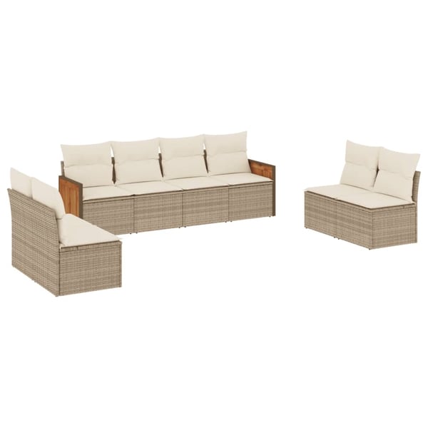 vidaXL sofasæt til haven 8 dele med hynder polyrattan beige