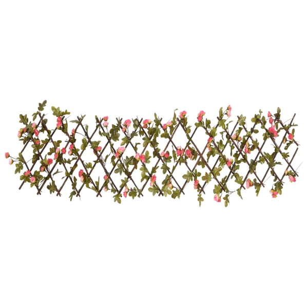 vidaXL Utvidbart espalier med kunstig eføy mørkerosa grønn 180x20 cm
