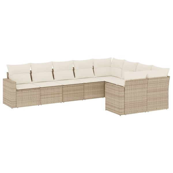 vidaXL sofasæt til haven 9 dele med hynder polyrattan beige