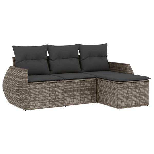 vidaXL sofasæt til haven 4 dele med hynder polyrattan grå