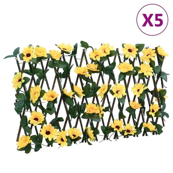 vidaXL espalierer med kunstig vedbend 5 stk. 180x30 cm udvidelig gul