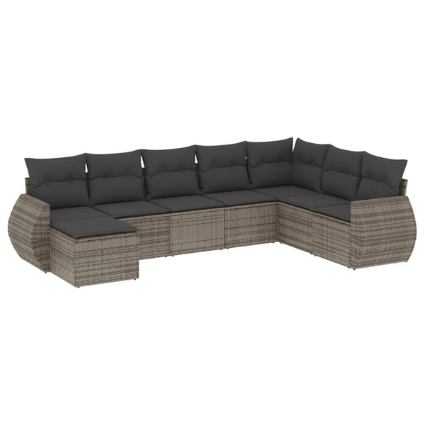 vidaXL sofasæt til haven 8 dele med hynder polyrattan grå