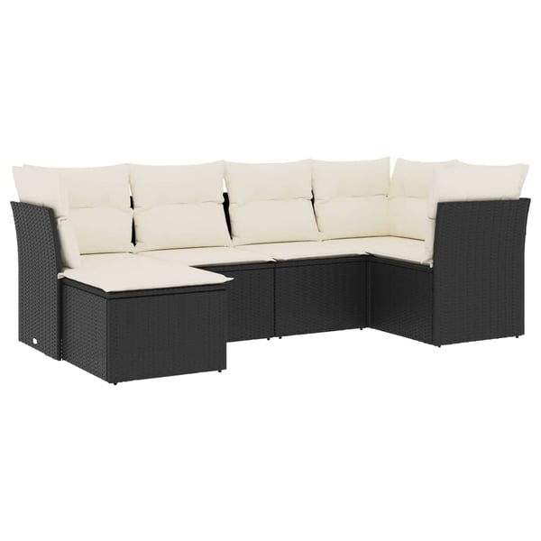 vidaXL sofasæt til haven 6 dele med hynder polyrattan sort