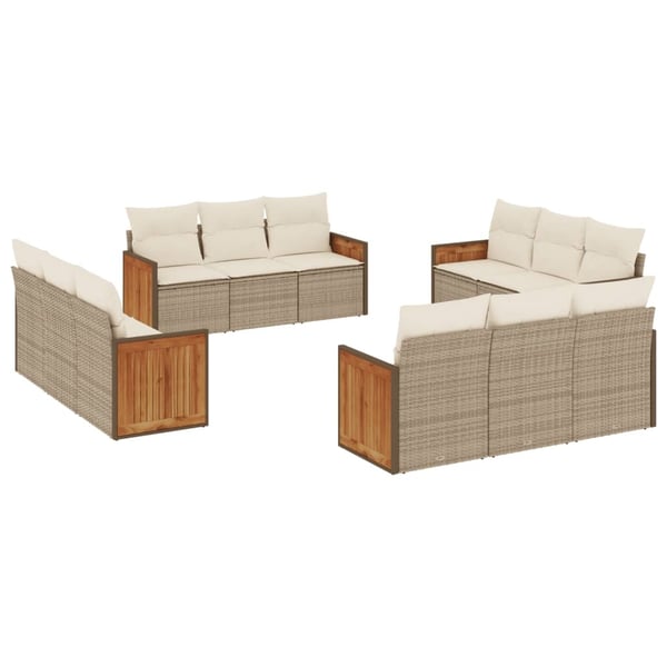 vidaXL sofasæt til haven 12 dele med hynder polyrattan beige