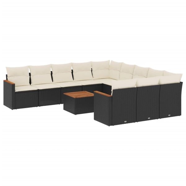 vidaXL Loungegrupp med dynor 12 delar svart konstrotting