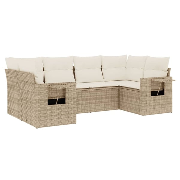 vidaXL sofasæt til haven 6 dele med hynder polyrattan beige