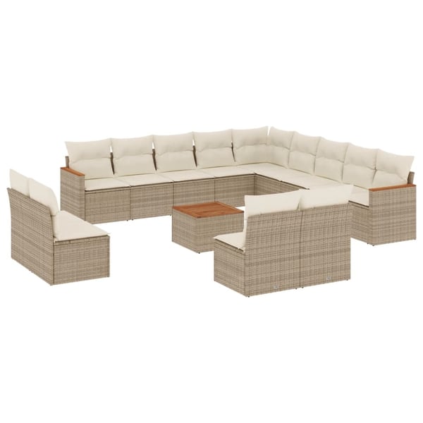 vidaXL sofasæt til haven 14 dele med hynder polyrattan beige