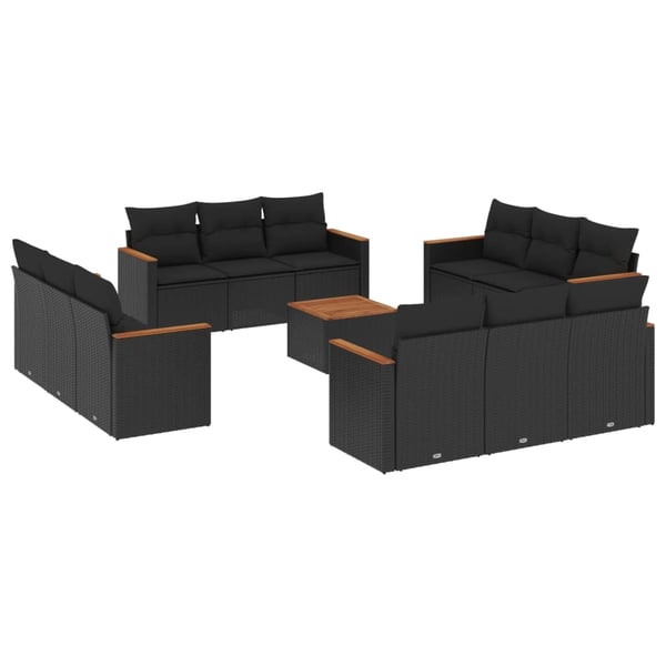 vidaXL sofasæt til haven 13 dele med hynder polyrattan sort