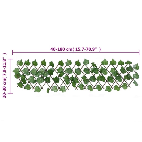 vidaXL espalier med kunstige vinblade 180x20 cm udvidelig grøn