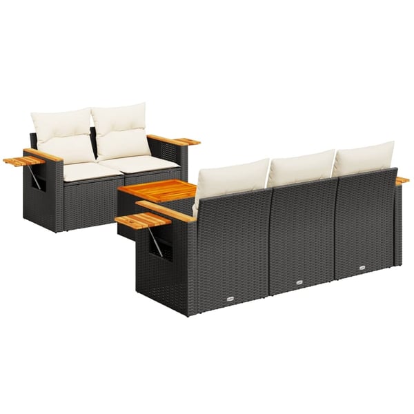 vidaXL Loungegrupp med dynor 6 delar svart konstrotting