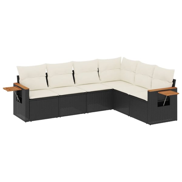 vidaXL Loungegrupp med dynor 6 delar svart konstrotting