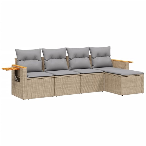 vidaXL sofasæt til haven 5 dele med hynder polyrattan beige