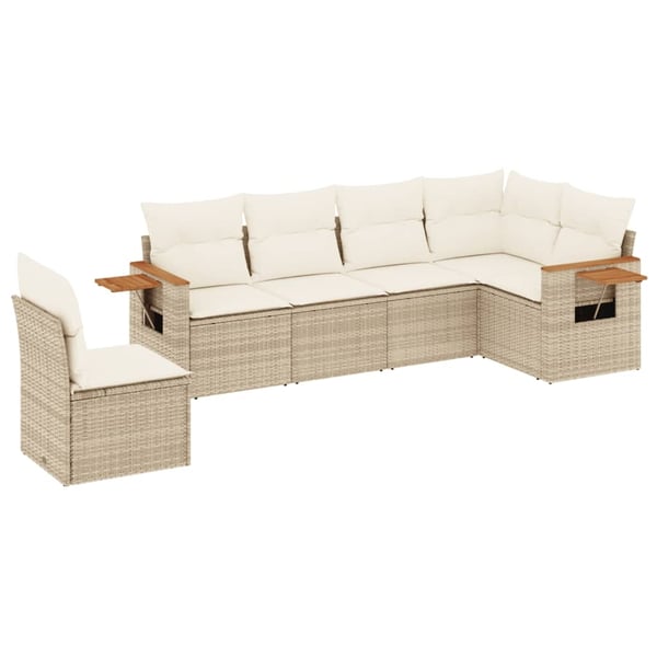 vidaXL sofasæt til haven 6 dele med hynder polyrattan beige