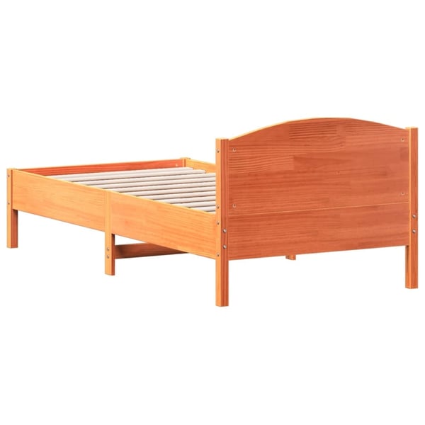vidaXL Sengeramme uten madrass voksbrun 75x190 cm heltre furu