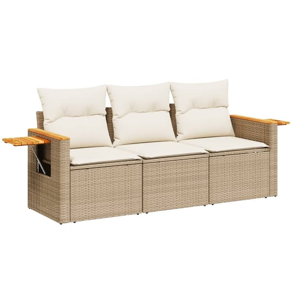 vidaXL sofasæt til haven 3 dele med hynder polyrattan beige