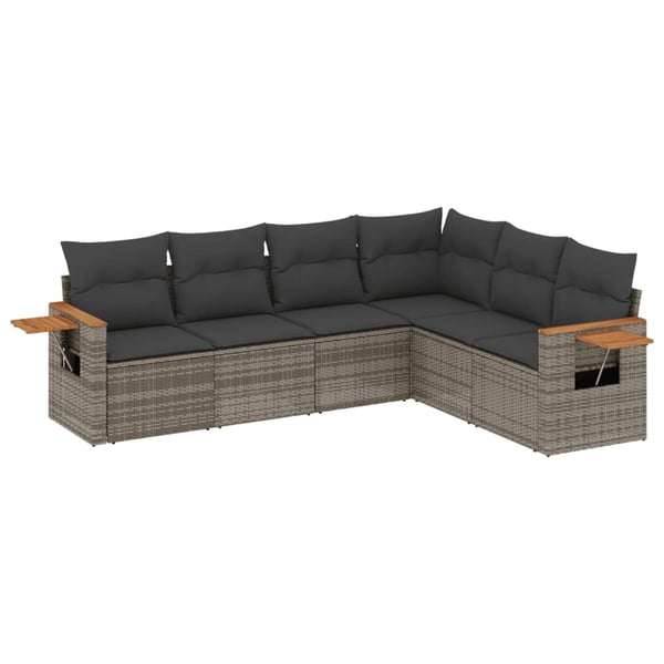 vidaXL sofasæt til haven 6 dele med hynder polyrattan grå