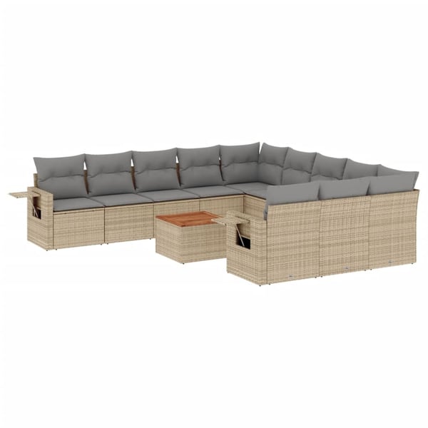 vidaXL sofasæt til haven 12 dele med hynder polyrattan beige