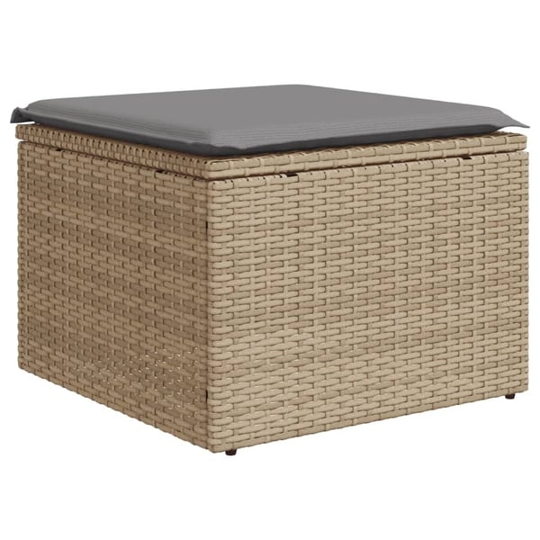 vidaXL spisebordssæt til haven 9 dele med hynder polyrattan beige