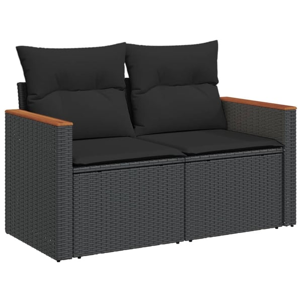 vidaXL sofasæt til haven 5 dele med hynder polyrattan sort
