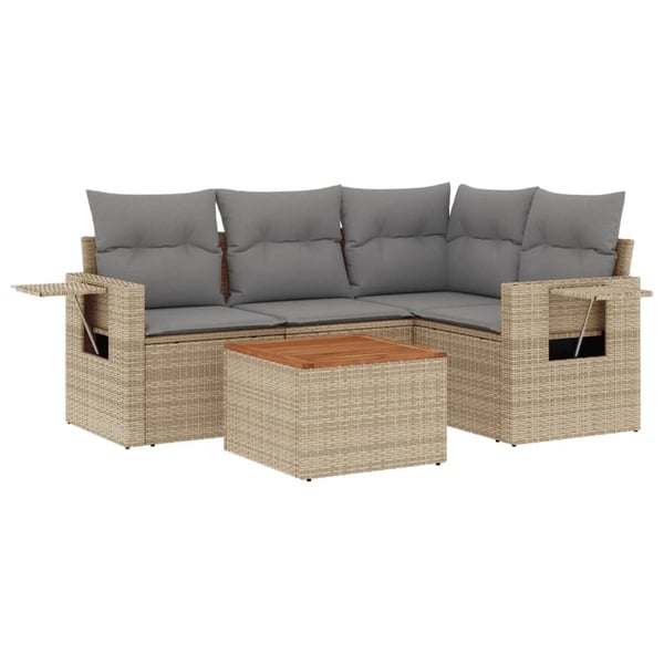 vidaXL sofasæt til haven 5 dele med hynder polyrattan beige