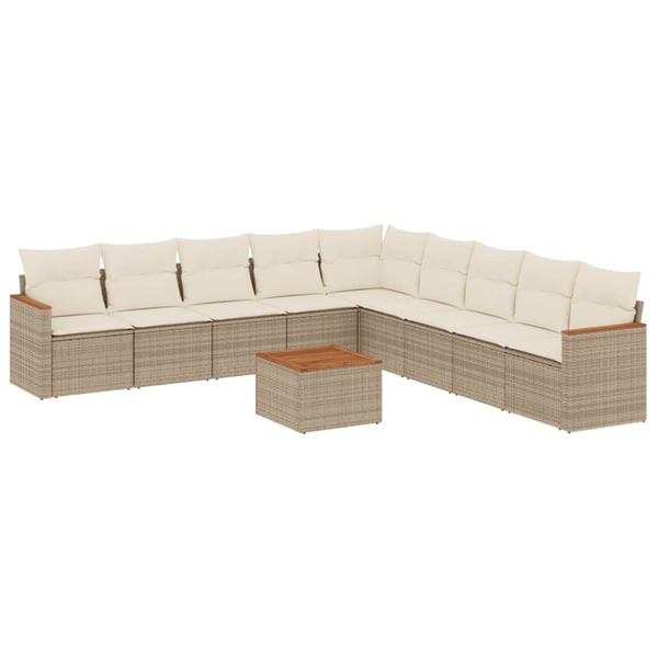 vidaXL sofasæt til haven 10 dele med hynder polyrattan beige