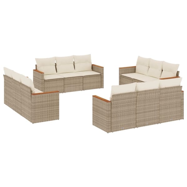 vidaXL sofasæt til haven 12 dele med hynder polyrattan beige