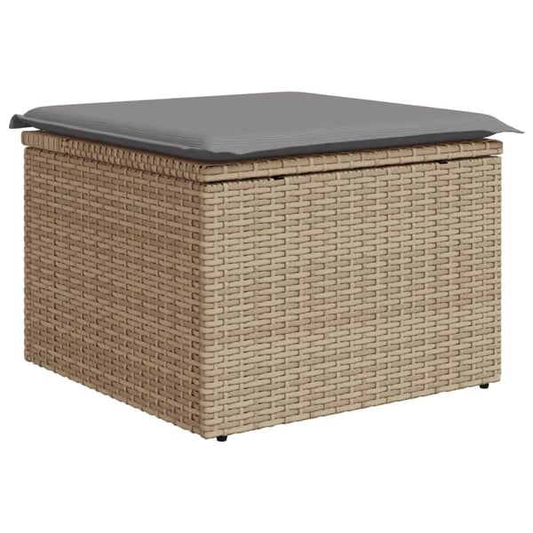 vidaXL havesofasæt 8 dele med hynder polyrattan beige