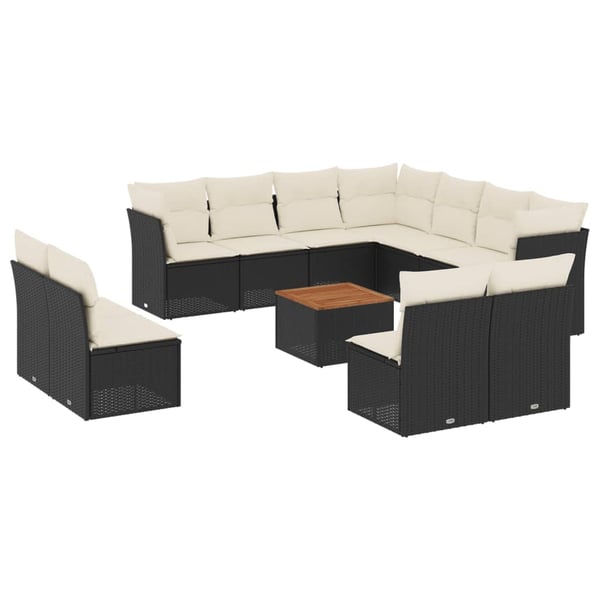 vidaXL Loungegrupp med dynor 12 delar svart konstrotting