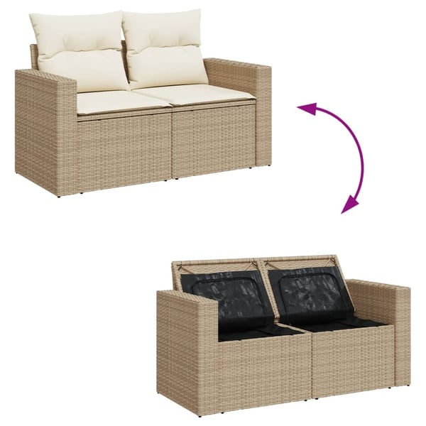 vidaXL sofasæt til haven 7 dele med hynder polyrattan beige