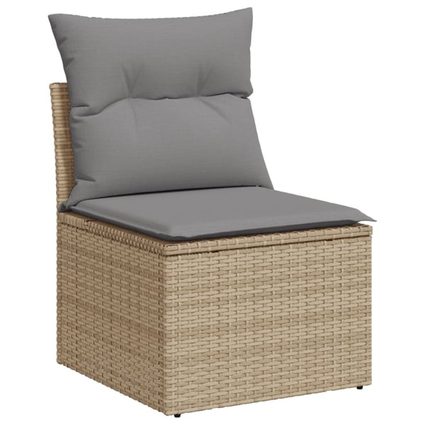 vidaXL havesofasæt 8 dele med hynder polyrattan beige