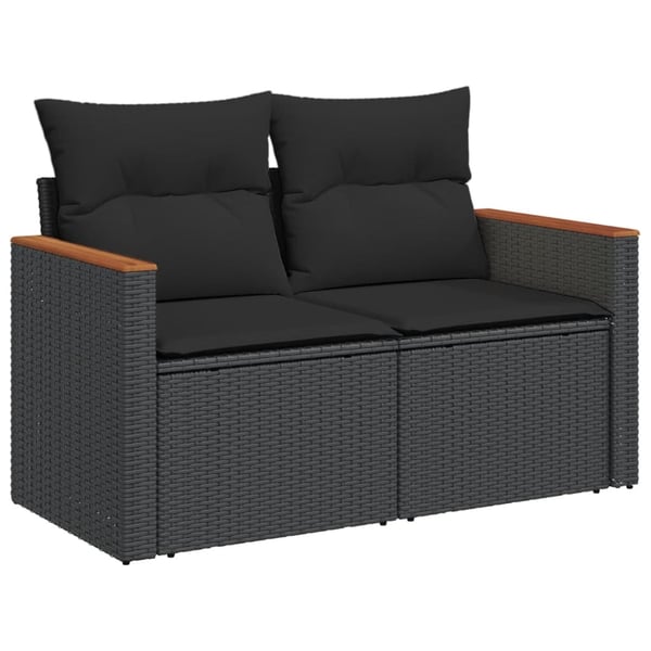vidaXL Loungegrupp för trädgården med dynor 5 delar svart konstrotting