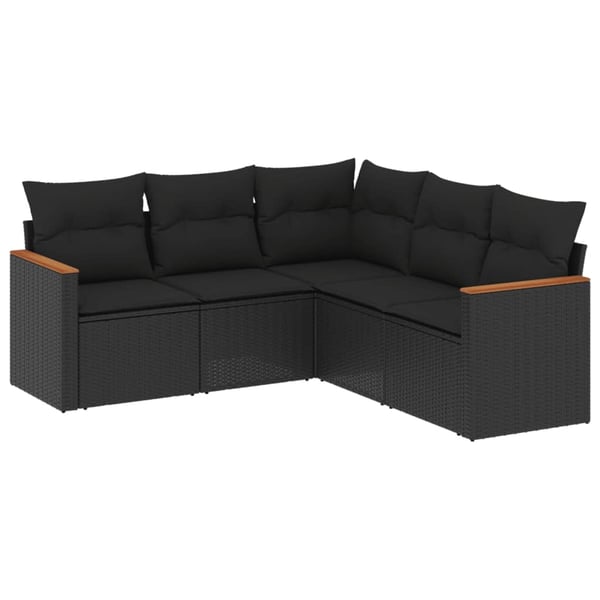 vidaXL Loungegrupp för trädgården med dynor 5 delar svart konstrotting