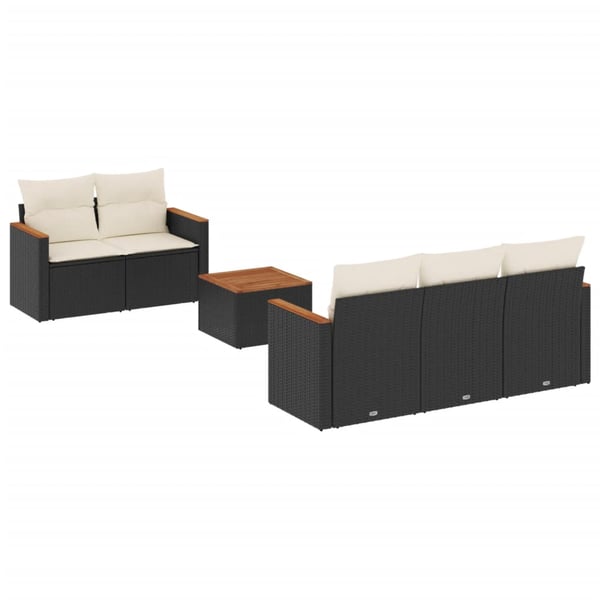 vidaXL sofasæt til haven 6 dele med hynder polyrattan sort