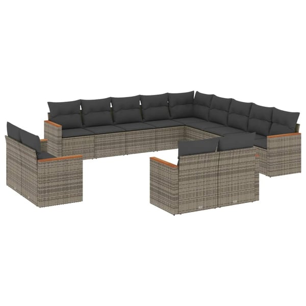vidaXL sofasæt til haven 13 dele med hynder polyrattan grå