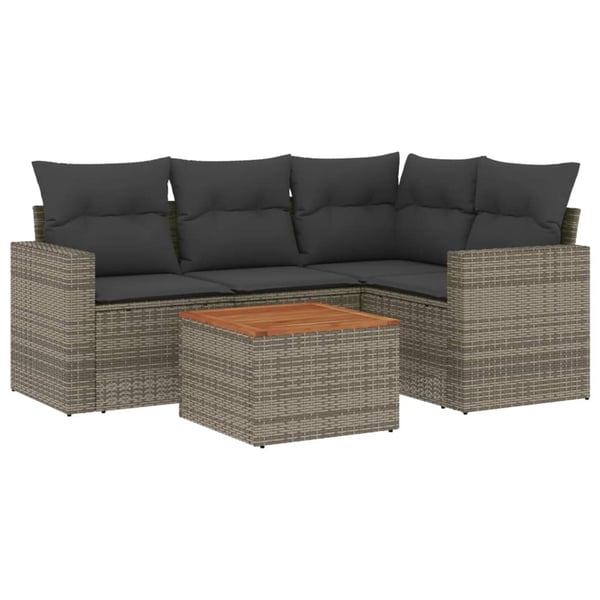 vidaXL sofasæt 5 dele med hynder polyrattan grå
