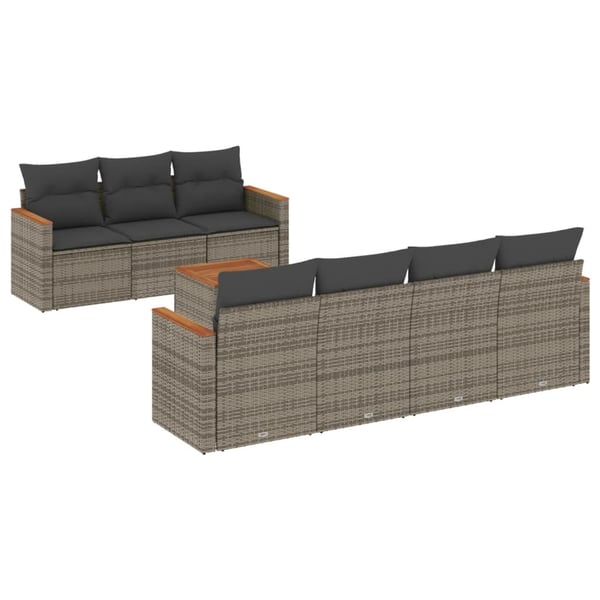 vidaXL sofasæt til haven 8 dele med hynder polyrattan grå