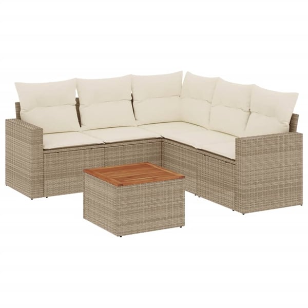 vidaXL sofasæt til haven 6 dele med hynder polyrattan beige
