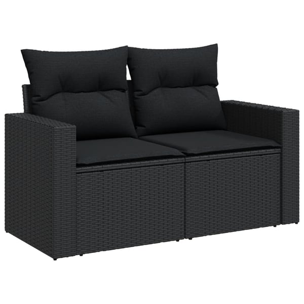 vidaXL sofasæt til haven 8 dele med hynder polyrattan sort