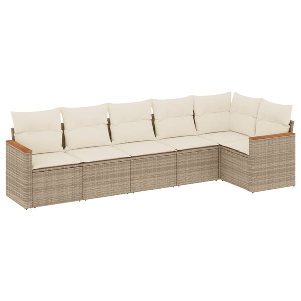 vidaXL sofasæt til haven 6 dele med hynder polyrattan beige