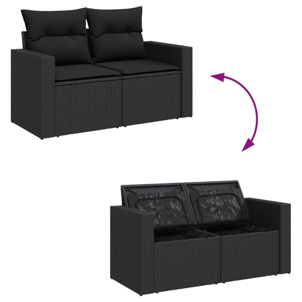 vidaXL sofasæt til haven 13 dele med hynder polyrattan sort