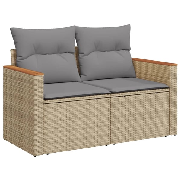 vidaXL havesofasæt 8 dele med hynder polyrattan beige