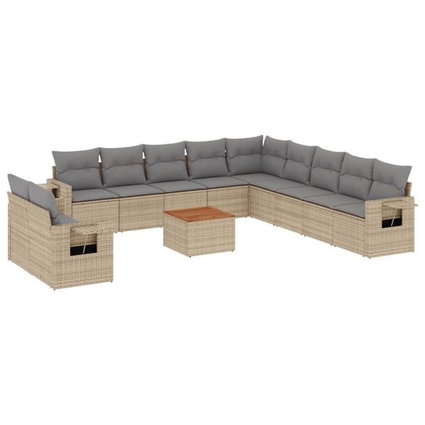 vidaXL sofasæt til haven 12 dele med hynder polyrattan beige