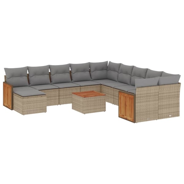 vidaXL sofasæt til haven 12 dele med hynder polyrattan beige
