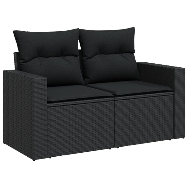 vidaXL sofasæt til haven 8 dele med hynder polyrattan sort