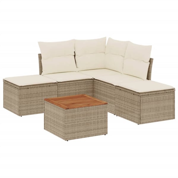 vidaXL sofasæt til haven 6 dele med hynder polyrattan beige