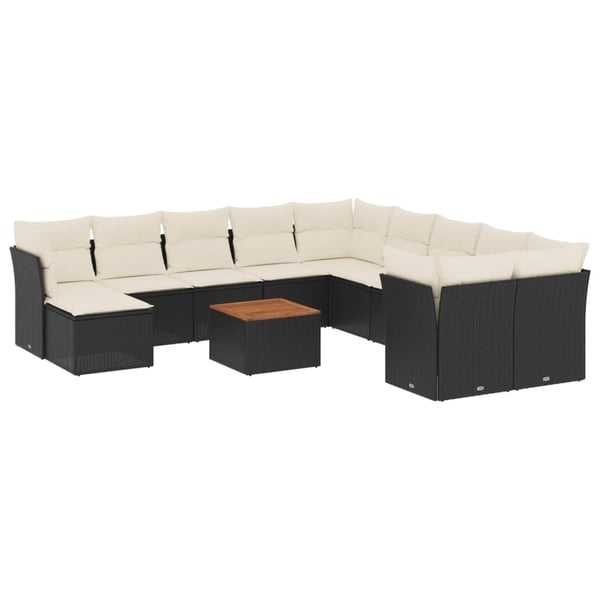 vidaXL sofasæt til haven 12 dele med hynder polyrattan sort
